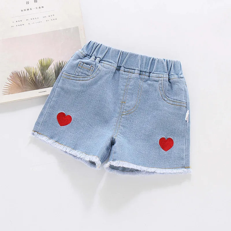 Red Heart Design Little Girls Casual Denim Shorts childrensterritory