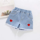 Red Heart Design Little Girls Casual Denim Shorts childrensterritory