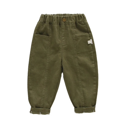 Little Boys Solid Color Casual Pants For Spring Autumn childrensterritory