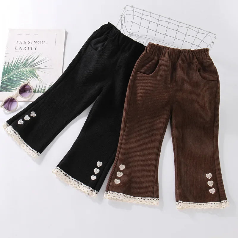 Kids Girls Corduroy Long-Flared Pants for Spring Autumn childrensterritory