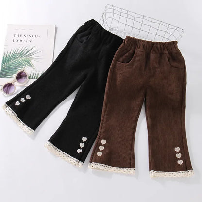 Kids Girls Corduroy Long-Flared Pants for Spring Autumn childrensterritory