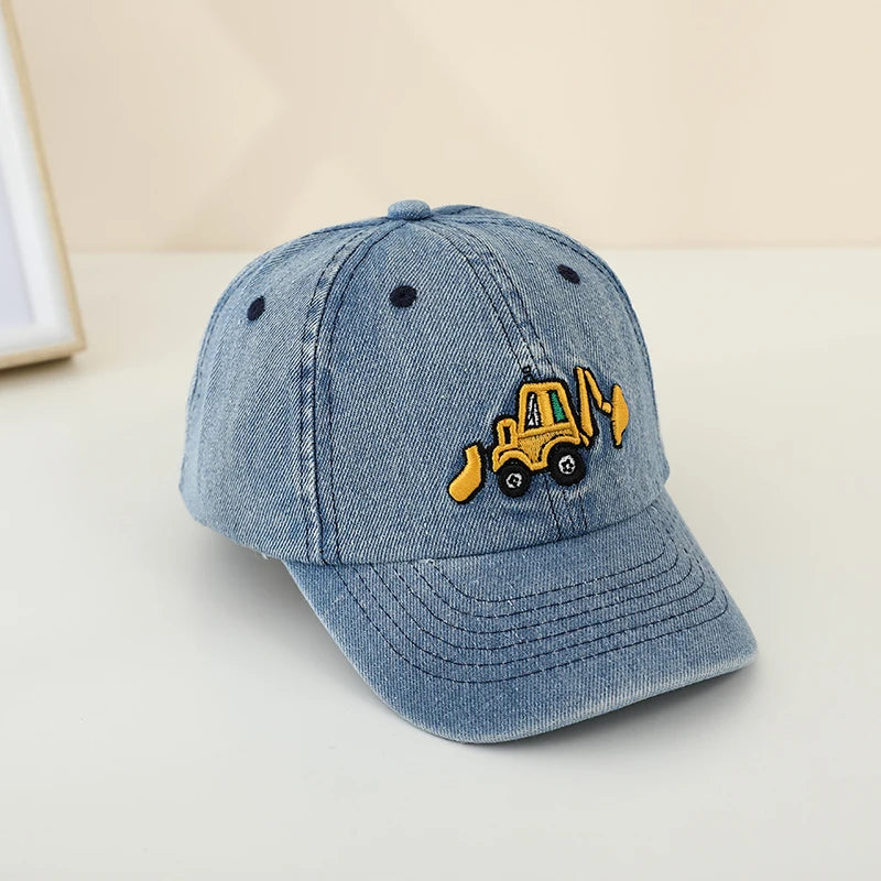 Little Boys Grls Bulldozer Embroidered Cotton Baseball Caps childrensterritory