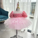 Girls Rose Design Fluffy Birthday Party Dresses childrensterritory