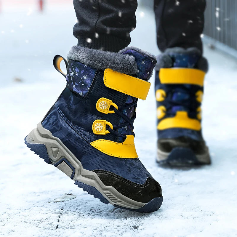 Kids PU Leather Waterproof Snow Boots for Winter Sport childrensterritory