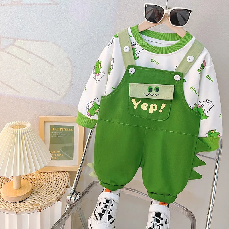Cartoon Design Baby Boy Color Blocking 2PC Casual Clothes Set