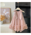Kids Girls Korean Edition Solid Color Princess Dresses for Summer childrensterritory