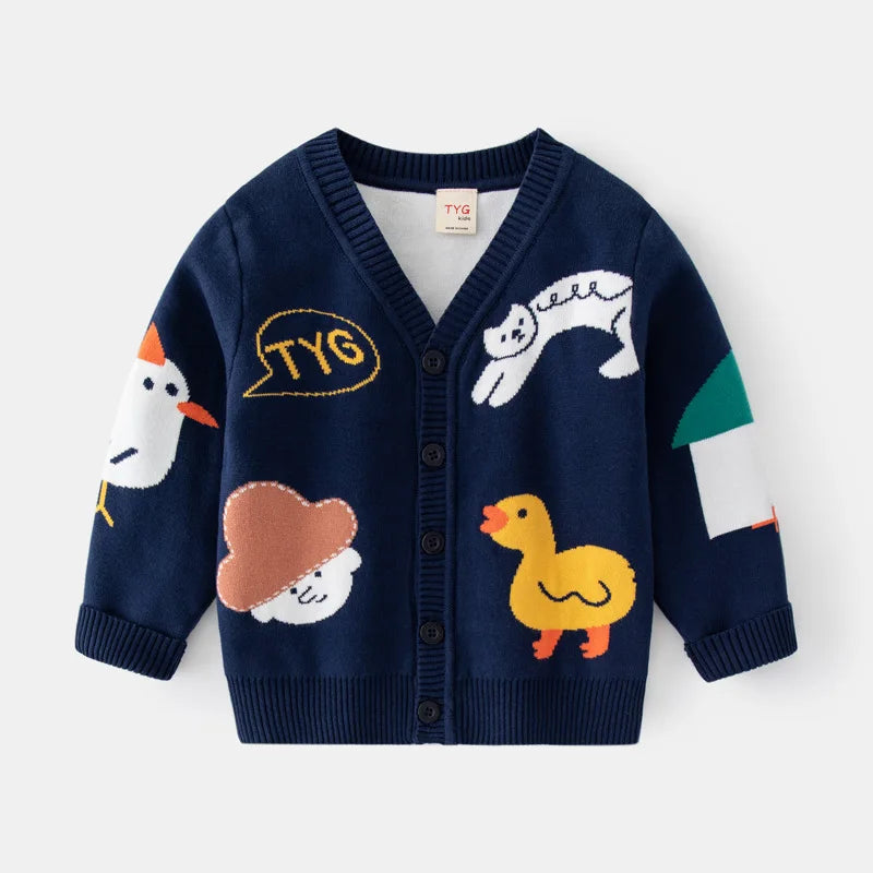 Cartoon Print Kids Long Sleeves Winter Sweater childrensterritory