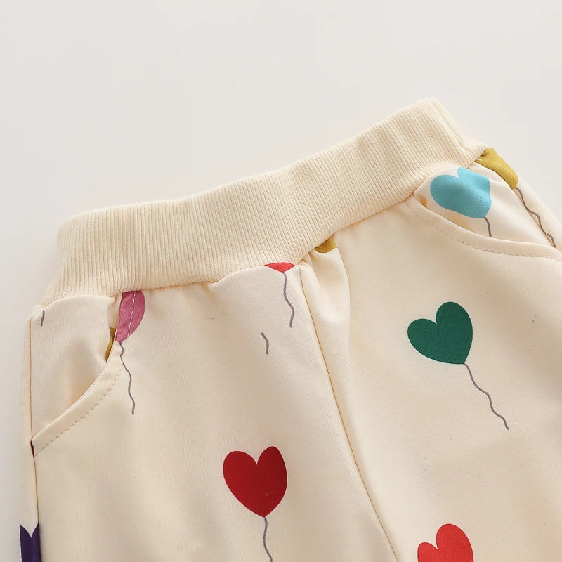 2PCS Love Balloon Print Long sleeved Baby Warm Clothing Set childrensterritory