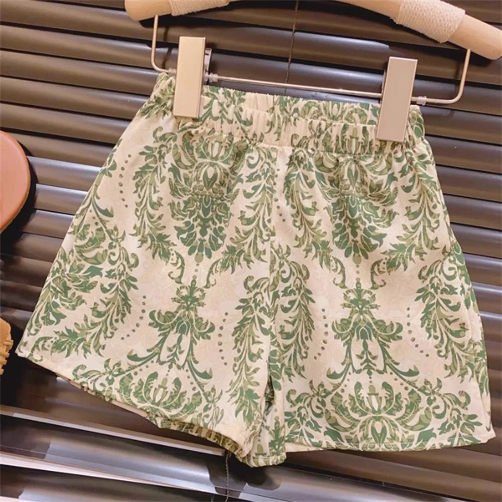 Floral Print Kids Girls Summer Clothing Set