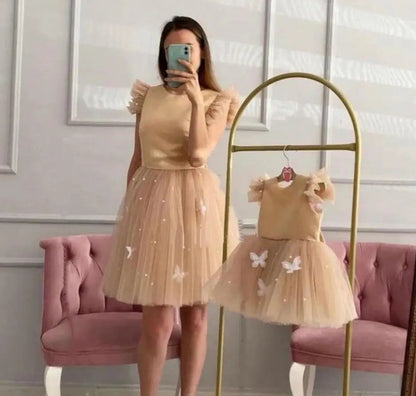 Mother Daughter Matching Tulle Birthday Party Gowns