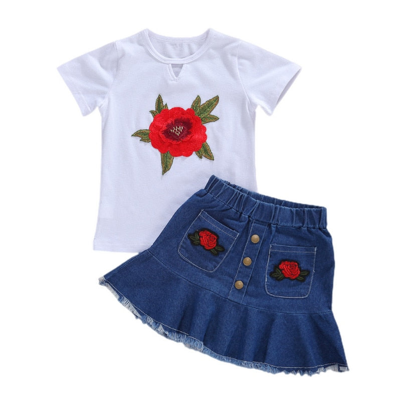 Kids Girl 2 Piece Floral Print Summer Fashion Outfits childrensterritory