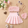 Kids Girls Summer Three-Piece Suit with Sling Bag childrensterritory