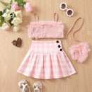 Kids Girls Summer Three-Piece Suit with Sling Bag childrensterritory