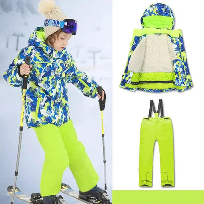 Kids Ski Wear Printed Windproof And Waterproof Clothing Set childrensterritory