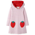 Kids Girls Strawberry Applique Hooded Dress childrensterritory