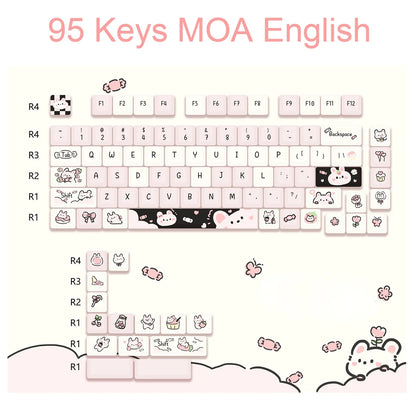 Dessert Cat Theme 95 Keycaps Kit for Mechanical Keyboard childrensterritory