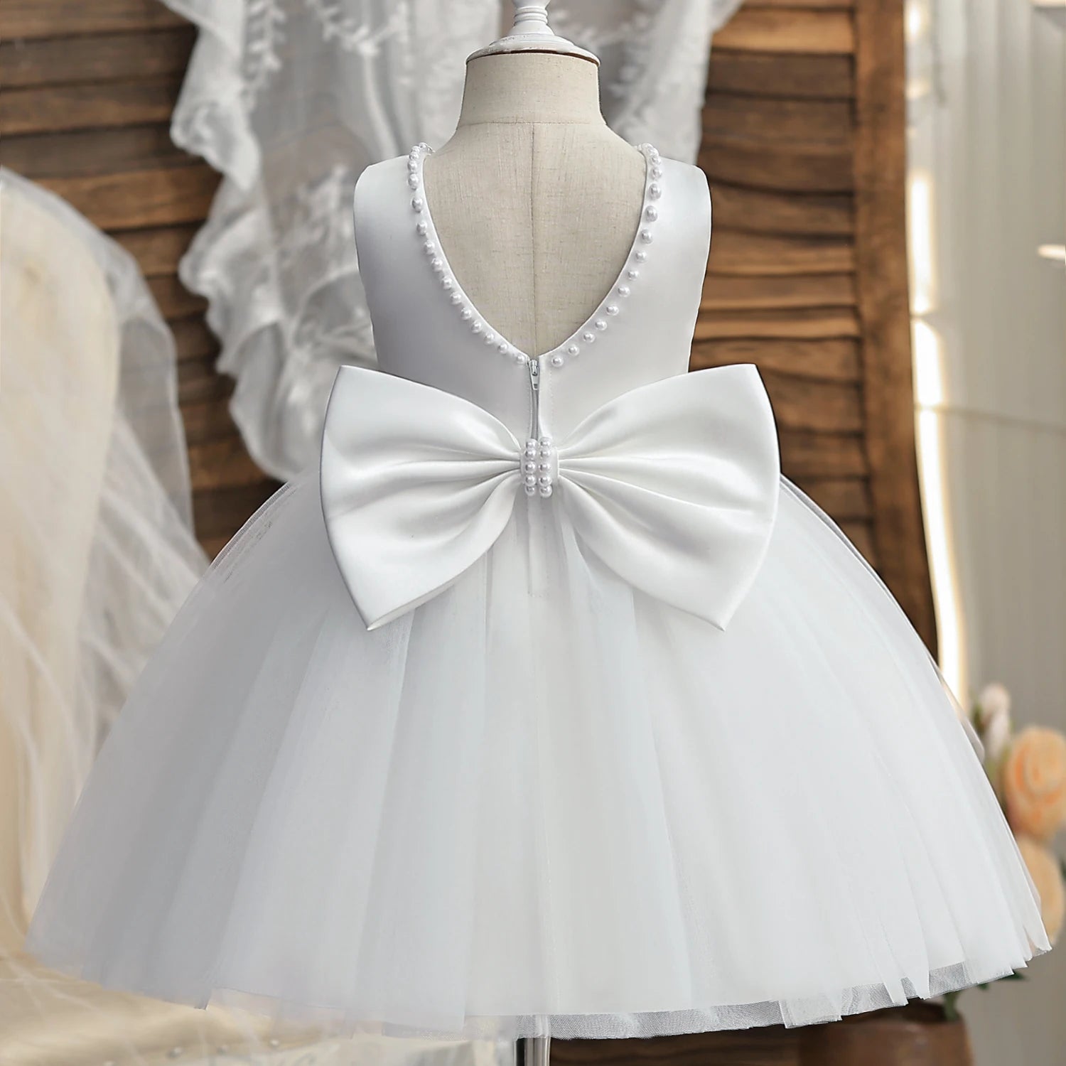 Baby/Kids Girls Bow Design Tulle Prom/Birthday Party Dresses