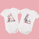 Custom Name Print Baby Girls Boys White Bodysuit childrensterritory