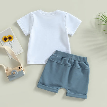Lake Dude Letter Print Toddler Boys Casual Summer Outfit childrensterritory