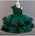 Kids Girls Sequins and Bow Design Birthday Party Flower Dresses