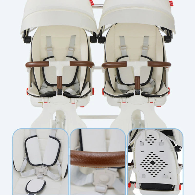 Foldable Four-wheeled Twin Baby Stroller childrensterritory