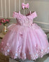 Baby/Kids Girl Lace Pearls 3D Butterflies Pageant Gown childrensterritory