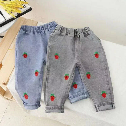 Little Girls Loose Stylish Denim Pants for Spring and Autumn childrensterritory