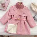 Girls' Long-Sleeved Belt Design Winter Coat childrensterritory