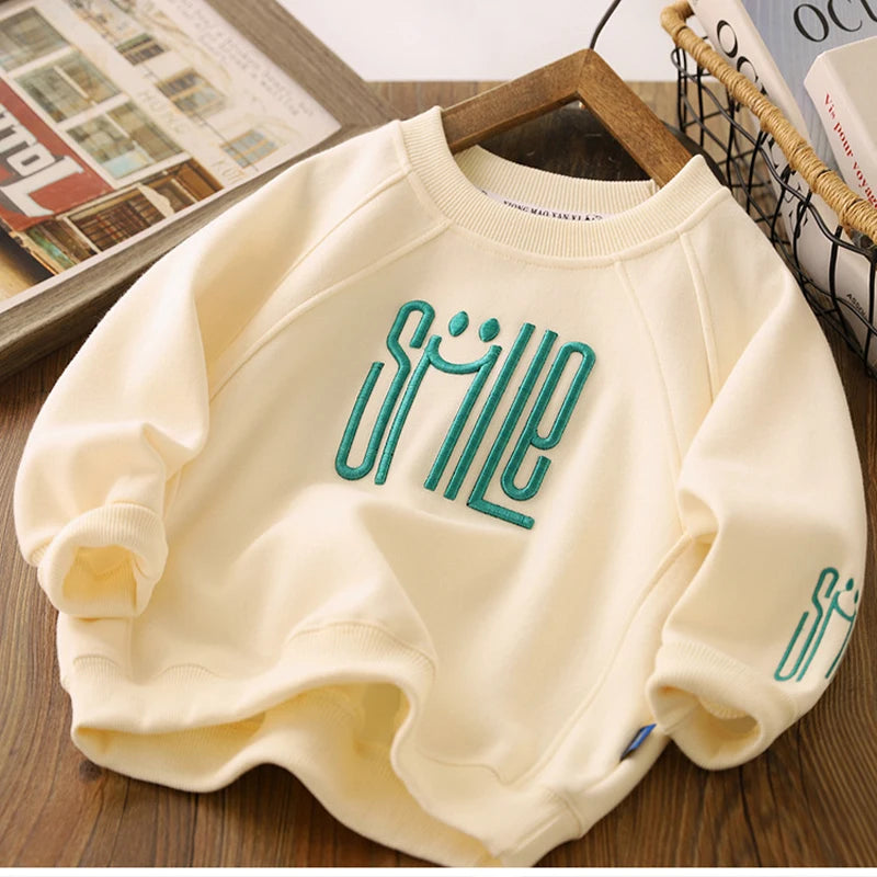 Big Size Letter Smile Design Teenager Boys Sweatshirts childrensterritory