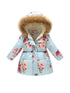 Kids Girls Cotton-Padded Flower Print and Fleece Hooded Jackets childrensterritory
