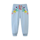 Embroidered Flowers Design Cotton Trousers For Girls childrensterritory