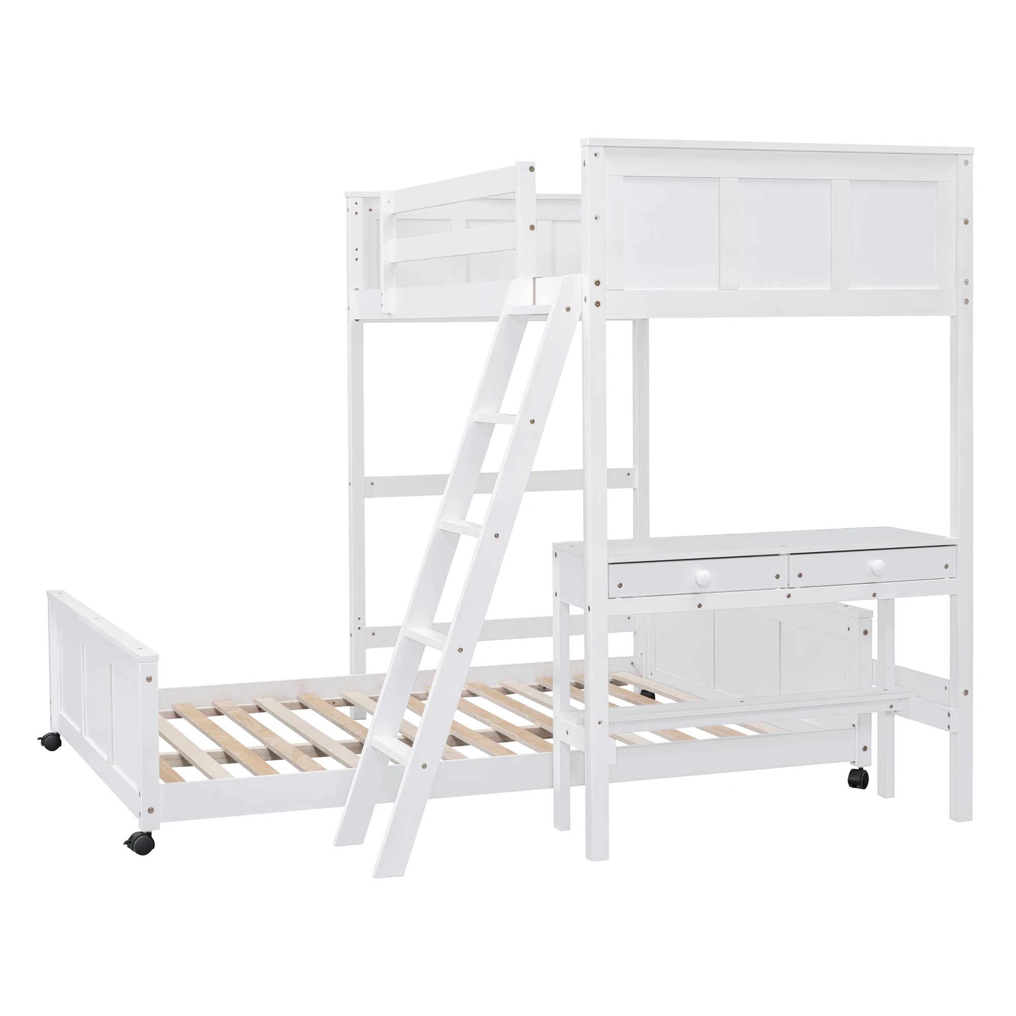 Parent-Child Bunk Bed with Desk and 2 Drawers childrensterritory