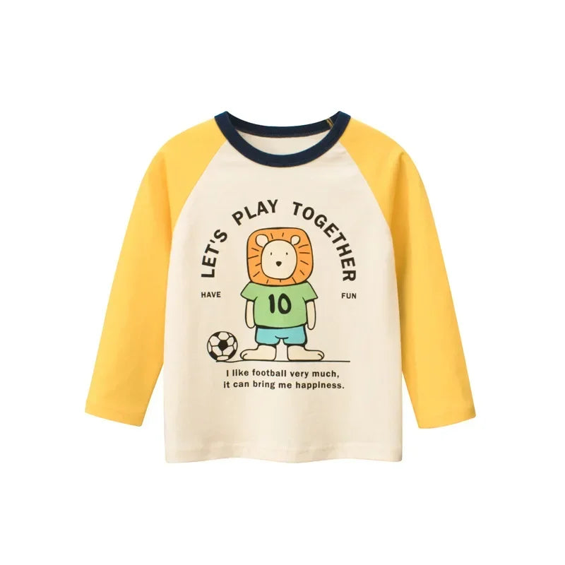 Rugby Letter Print Kids Boys Bottoming Cotton T-shirts