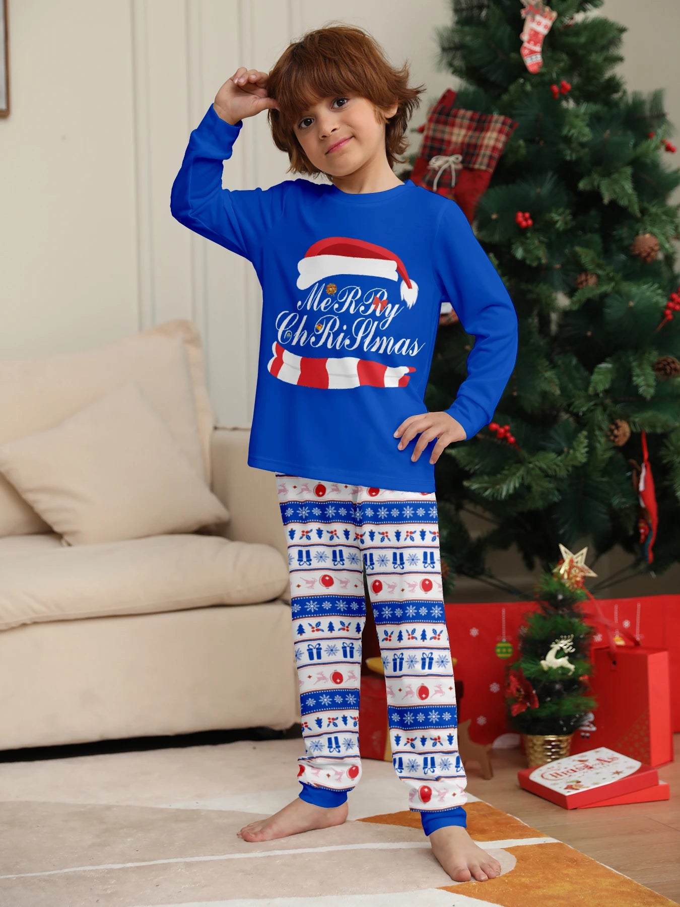 Long Sleeves Christmas Print Family Matching Clothing Set