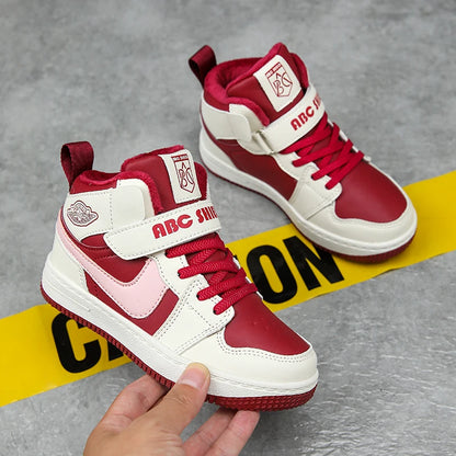 Warm Plush High-Top Kids Sports Sneakers