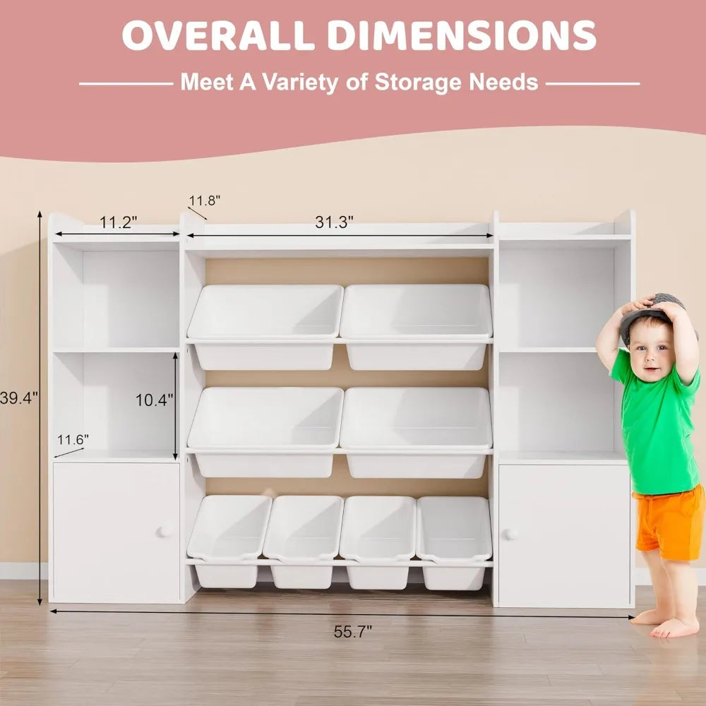 4-Tier Kids Toy Storage Organizer W/8 Removable Bins