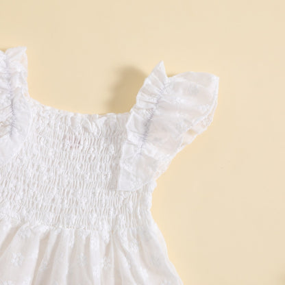 Kids Girls A-line Flower Embroidery Summer Dress childrensterritory