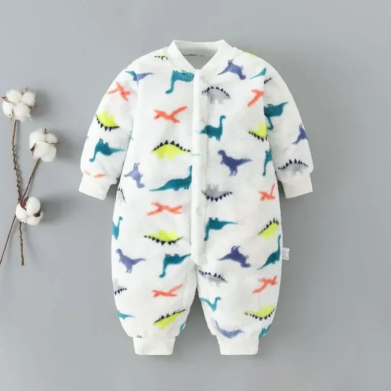Soft Flannel Warm Printed Baby Romper for Winter
