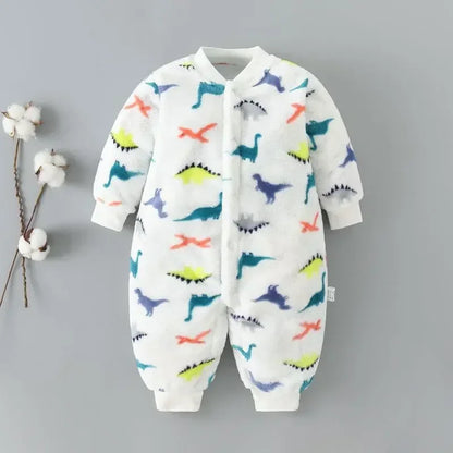 Soft Flannel Warm Printed Baby Romper for Winter