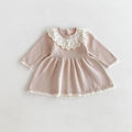 Girls’ Long Sleeves Collar Design Warm Dresses