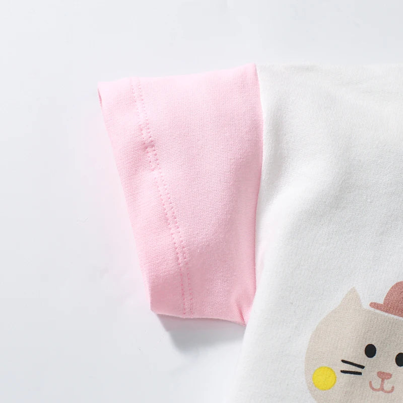 Kids Girls Cartoon Animals Design Cotton Tops + Pants Clothes Set childrensterritory
