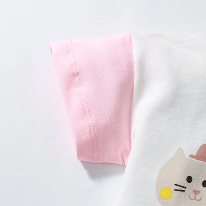 Kids Girls Cartoon Animals Design Cotton Tops + Pants Clothes Set childrensterritory