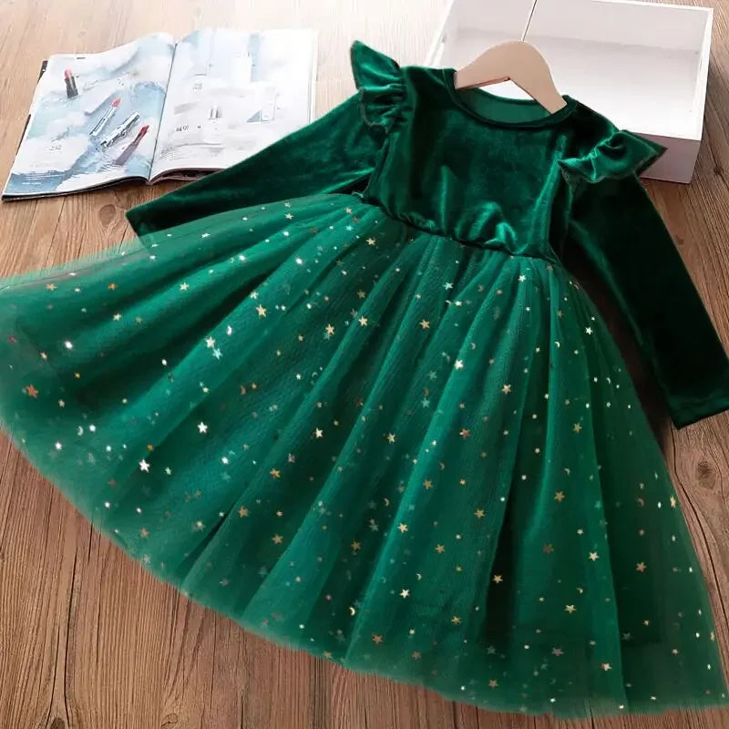 French Style Cotton Blend Dress For Kids Girls