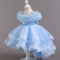Little Girls Fluffy Solid Color Mesh Lace Design Party Dresses childrensterritory