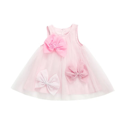 Little Girls Stylish Bow Design A-Line Princess Yarn Skirt Dresses