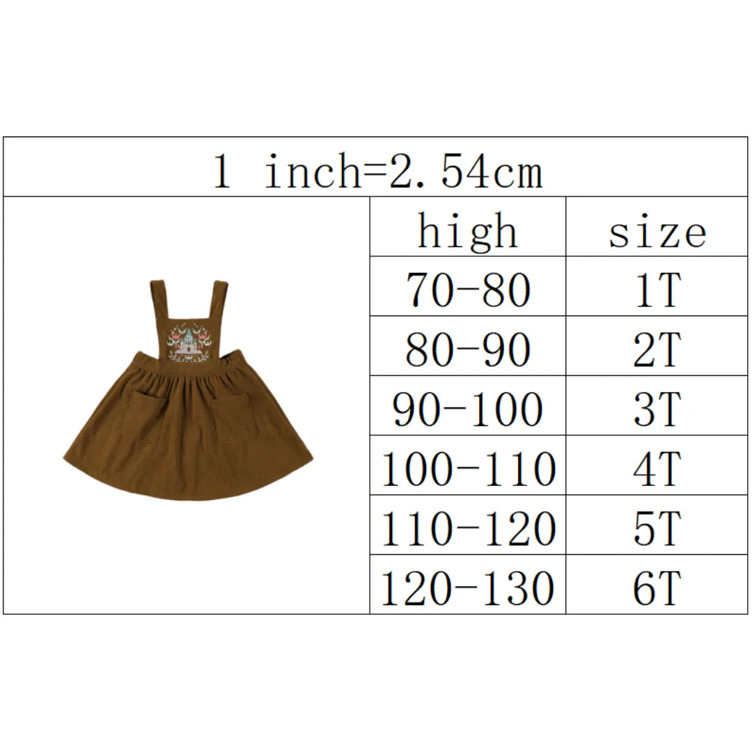 Girls Cartoon Design Shoulder Strap Skirt Dress