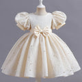 Toddler Girl's Solid Color Bow Design Evening Performance Dresses childrensterritory