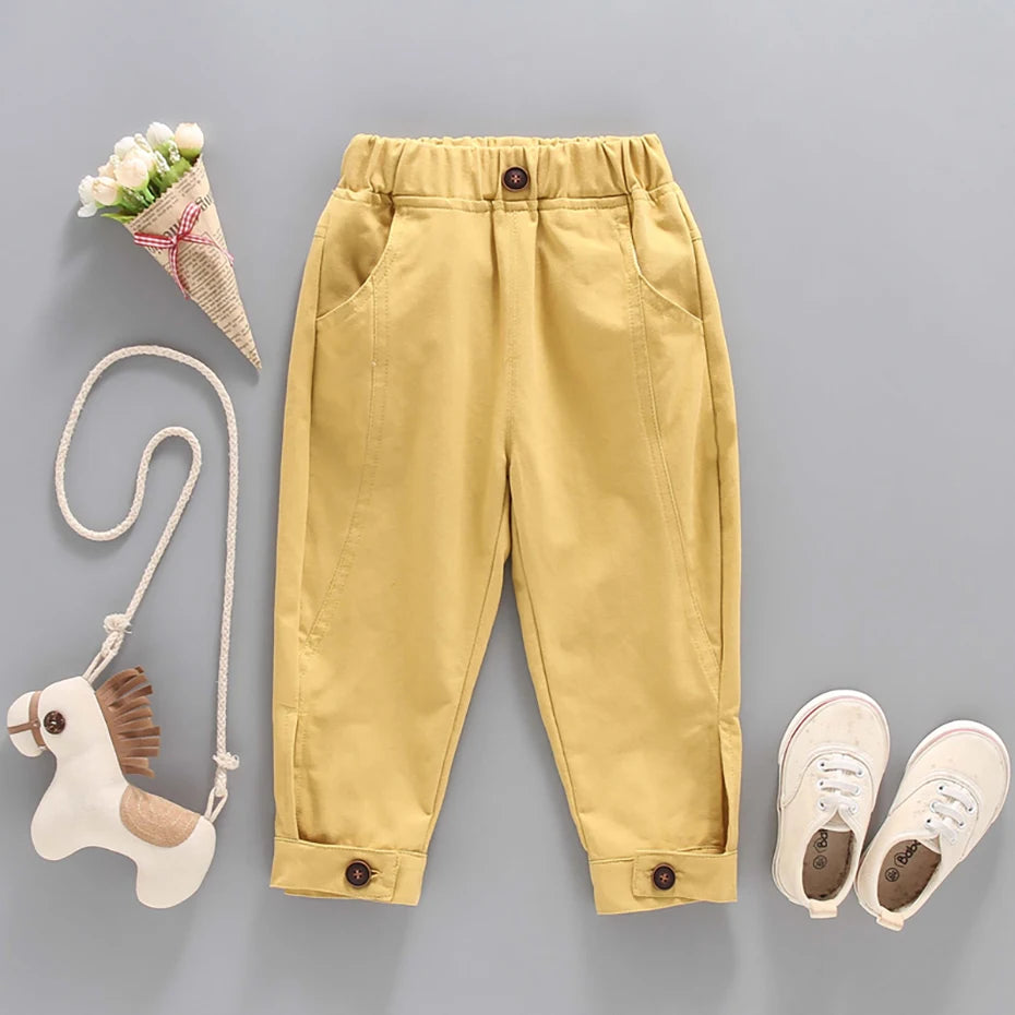 Solid Color Casual Style Trousers For Little Girls childrensterritory
