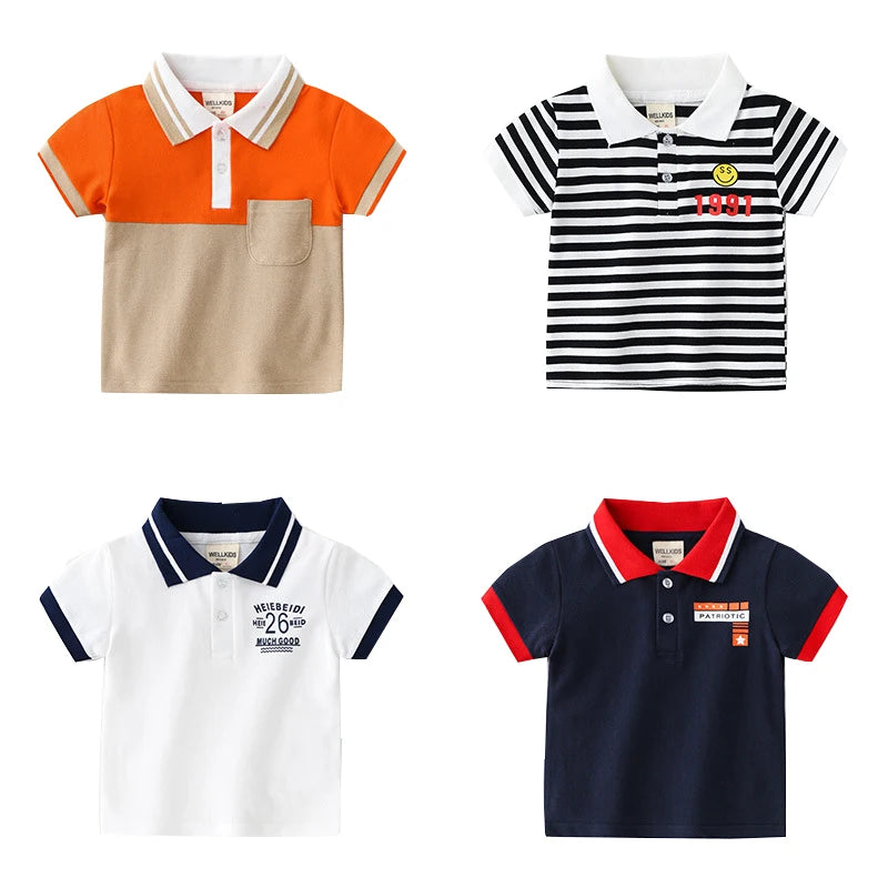 Kids Boys Formal Cotton Polo T-Shirts for Summer
