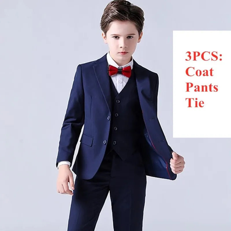 Kids Boys Top Quality Plaid Wedding Suit Formal Tuxedo